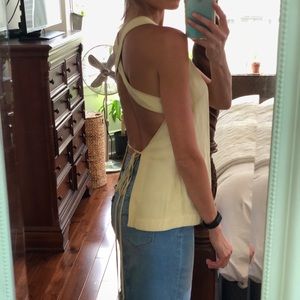 Aritzia silk linen apron open back XS yellow top